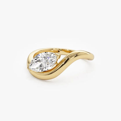 Unique Engagement Ring 1 CT Marquise Moissanite Ring 14K Solid Gold Marquise Cut Lab Grown Diamond Ring Solitaire Lab Diamond Wedding Ring.
