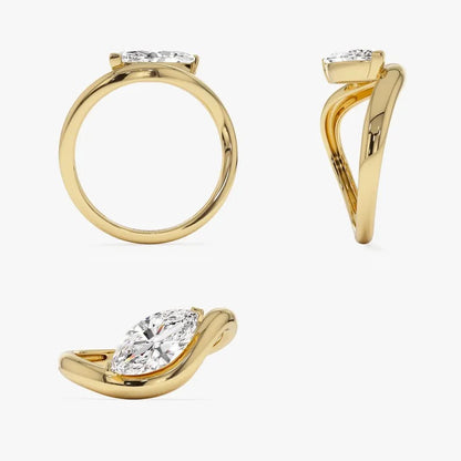 Unique Engagement Ring 1 CT Marquise Moissanite Ring 14K Solid Gold Marquise Cut Lab Grown Diamond Ring Solitaire Lab Diamond Wedding Ring.