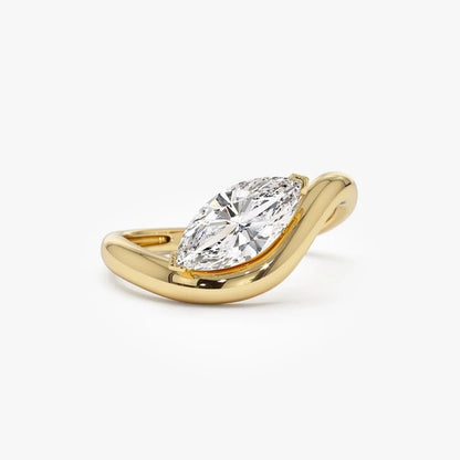 Unique Engagement Ring 1 CT Marquise Moissanite Ring 14K Solid Gold Marquise Cut Lab Grown Diamond Ring Solitaire Lab Diamond Wedding Ring.