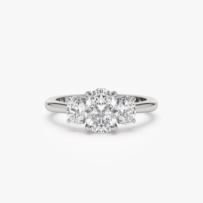 Three Stone Oval Moissanite Engagement Ring Oval Lab Grown Diamond Wedding Ring 14K Solid Gold Anniversary Gifts For Her Oval Diamond Ring