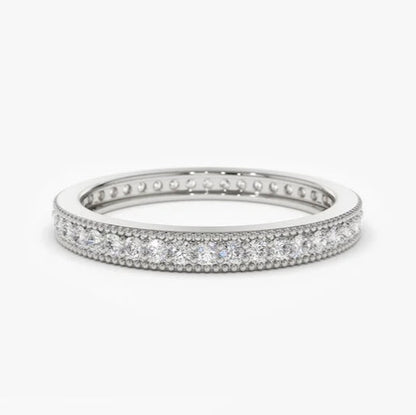 Full Eternity Moissanite Wedding Band 14K Solid Gold Lab Grown Diamond Wedding Ring Minimalist Matching Anniversary Ring Stacking Ring.