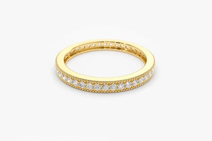 Full Eternity Moissanite Wedding Band 14K Solid Gold Lab Grown Diamond Wedding Ring Minimalist Matching Anniversary Ring Stacking Ring.