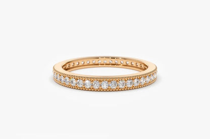 Full Eternity Moissanite Wedding Band 14K Solid Gold Lab Grown Diamond Wedding Ring Minimalist Matching Anniversary Ring Stacking Ring.