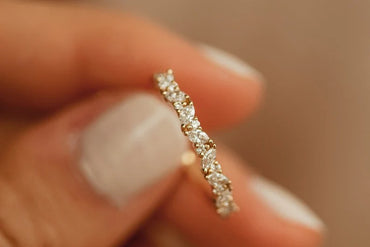 Marquise Diamond Cluster Ring 14k Solid Gold Marquise and Round Lab Grown Diamond Anniversary Ring Moissanite Diamond Wedding Band.