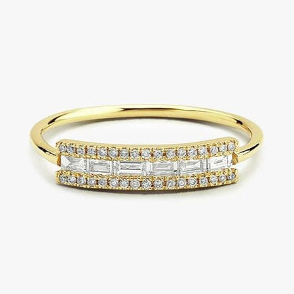 Baguette Diamond Ring Moissanite Diamond Baguette Ring 14k Solid Gold Baguette Lab Grown Diamond Wedding Ring Anniversary Matching Ring