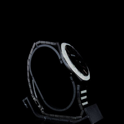 Titan Black Ceramic Men’s Watch with 4.00 CT Lab-Grown Round Moissanite Diamonds – Octagon Bezel & Minimalist Dial