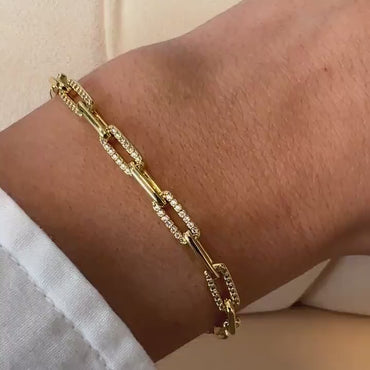 Paperclip Bracelet, Chain Bracelet, Moissanite & Lab Grown Diamond Bracelet, Gold Bracelet, Minimalist Bracelet, Dainty Bracelet, Gift for Her, Moissanite Bracelets