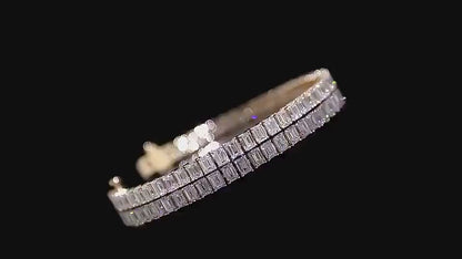 Emerald Cut Moissanite Tennis Bracelet, 14k Gold Unisex Moissanite Bracelet