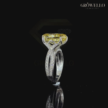 10 CT Yellow Oval Diamond Engagement Ring, Vintage Split Shank, Luxury Statement, IGI Lab Grown Diamond or Moissanite
