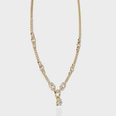 Starburst Drop Tennis Link Necklace – Lab-Grown Diamond or Moissanite, Pavé Oval Stations, Statement Bridal Jewelry, Everyday Glam Gift
