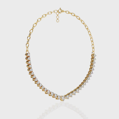 Graduated Heart Riviera Necklace – Diamond Heart Tennis Choker, Floating Round Stones, Lab-Grown or Moissanite, Everyday Minimal Luxe