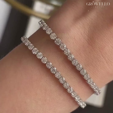 Luxury Round Cut Diamond Tennis Bracelet in Solid Gold, Lab Grown Diamond or Moissanite