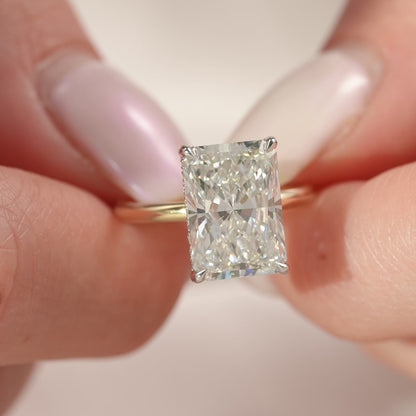 3.5 CT Radiant Cut Solitaire Moissanite Engagement Ring Hidden Halo Lab Grown Diamond Ring 14K Solid Gold Radiant Cut Ring Anniversary Rings
