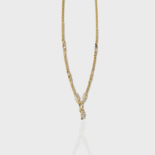 Starburst Drop Tennis Link Necklace – Lab-Grown Diamond or Moissanite, Pavé Oval Stations, Statement Bridal Jewelry, Everyday Glam Gift