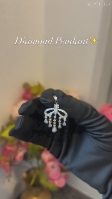 Vintage Chandelier Diamond Pendant Necklace with Pear Drops, Lab Grown Diamond or Moissanite