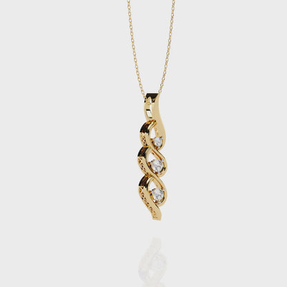 Infinity Swirl Three-Stone Diamond Pendant Necklace | Round Brilliant Trio Past-Present-Future | Lab-Grown or Moissanite | Everyday Gift