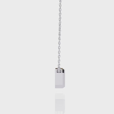 3 ct Emerald-Cut East-West Bezel Pendant Necklace | Modern Minimal Diamond Solitaire with Chain | Lab-Grown or Moissanite | Solid Gold/Platinum